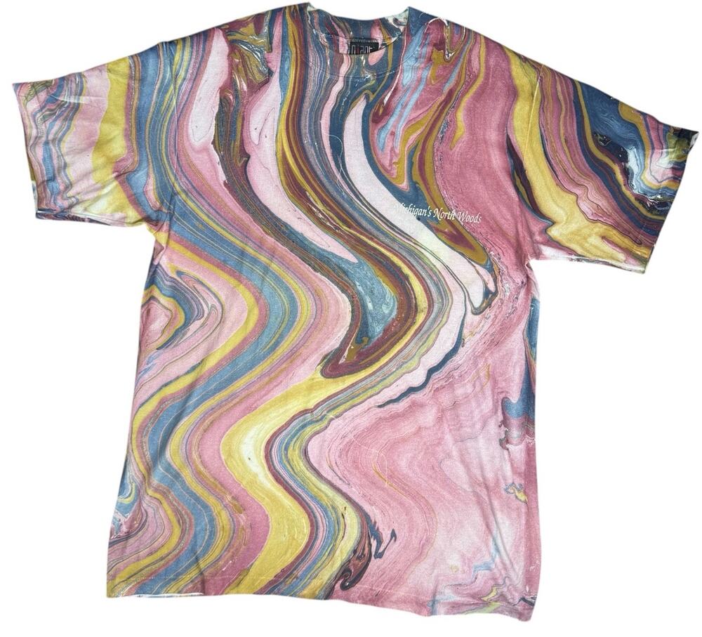 Giant Tee Jays Vintage 90s Michigan's North Woods All Over Marble Print T Shirt